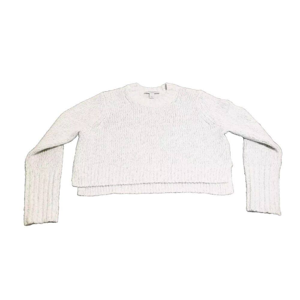 Allsaints Cropped Sweater Women's Small Oversized Off White Tinsel Wool Alpaca - Picture 1 of 5